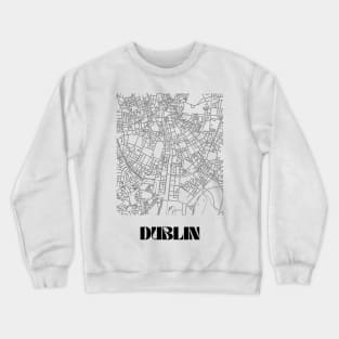 Retro Map of Dublin, Ireland Minimalist Line Drawing Crewneck Sweatshirt